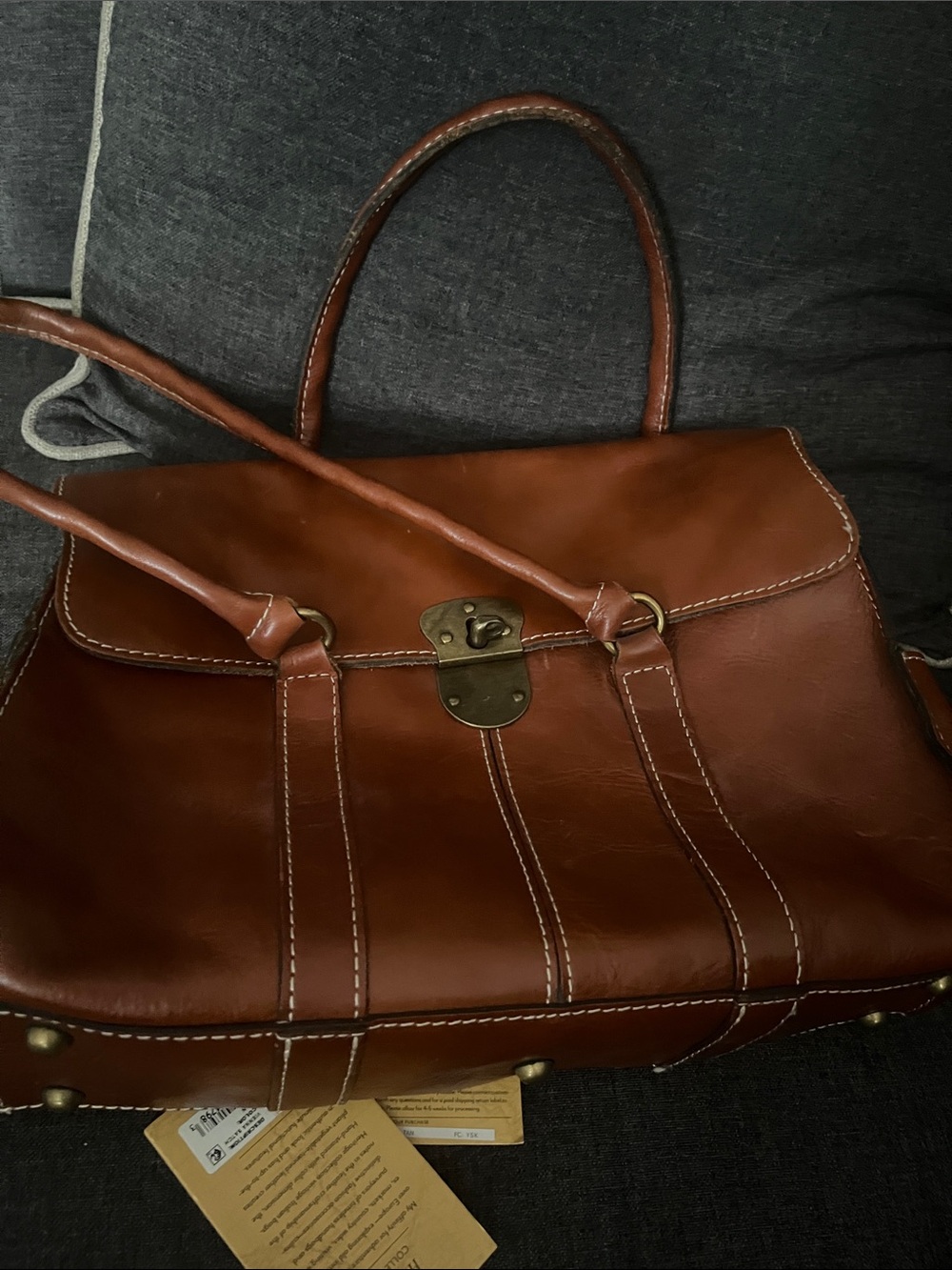 Patricia Nash Chestnut Brown Leather Shoulder Satchel